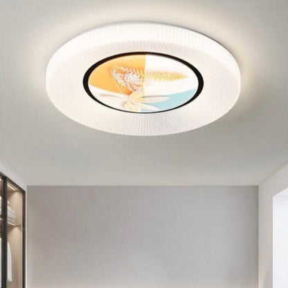 Modern Minimalist Flower Round Iron Acrylic LED Flush Mount Ceiling Light For Bedroom