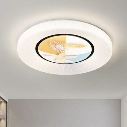 Modern Minimalist Flower Round Iron Acrylic LED Flush Mount Ceiling Light For Bedroom