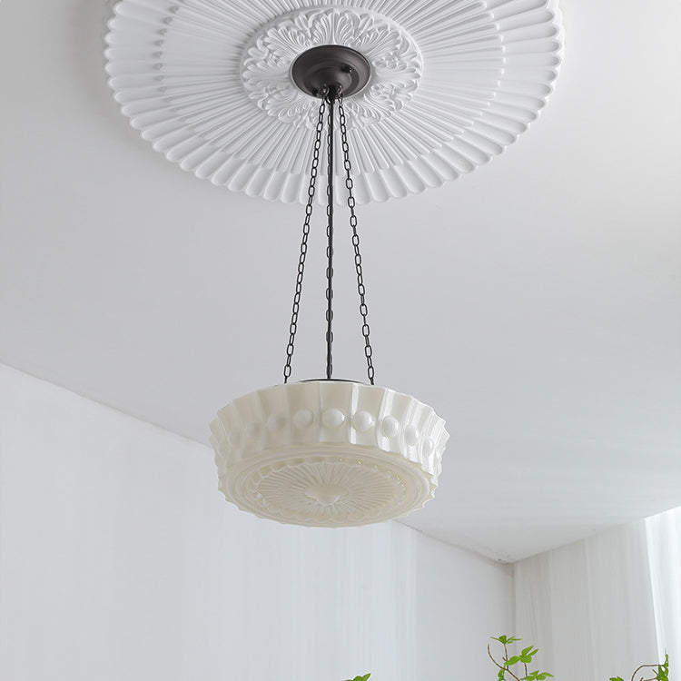Traditional Vintage Cylinder Iron Glass 1-Light Pendant Light For Bedroom