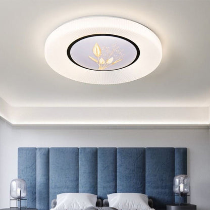 Modern Minimalist Flower Round Iron Acrylic LED Flush Mount Ceiling Light For Bedroom
