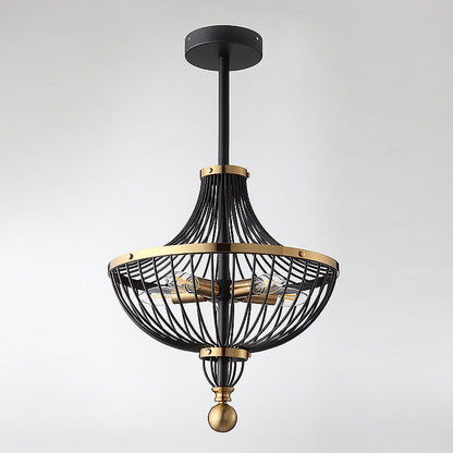 Contemporary Nordic Birdcage Hemisphere Iron 5-Light Chandelier For Living Room