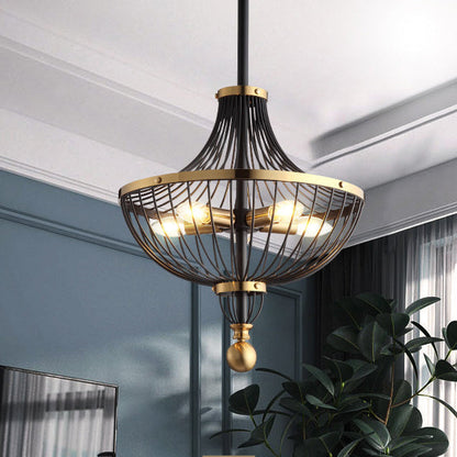 Contemporary Nordic Birdcage Hemisphere Iron 5-Light Chandelier For Living Room