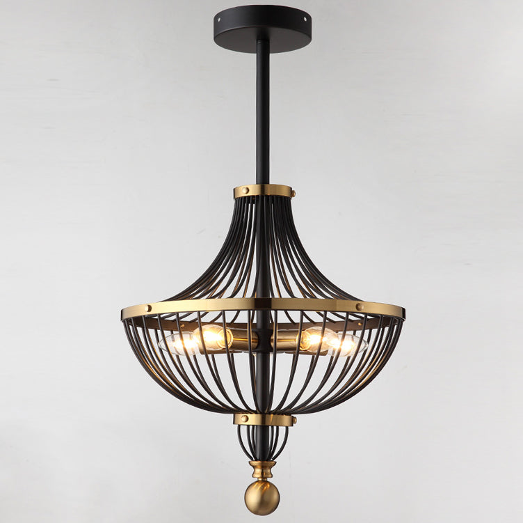 Contemporary Nordic Birdcage Hemisphere Iron 5-Light Chandelier For Living Room