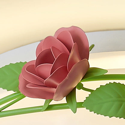 Contemporary Creative Flower Round Iron Plastic LED Flush-Mount Ceiling Light For Bedroom