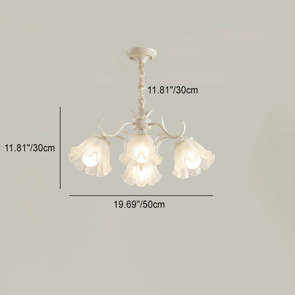 Contemporary Scandinavian Flower Metal Acrylic 4/6/7/9 Light Chandelier For Living Room