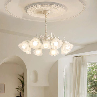 Contemporary Scandinavian Flower Metal Acrylic 4/6/7/9 Light Chandelier For Living Room
