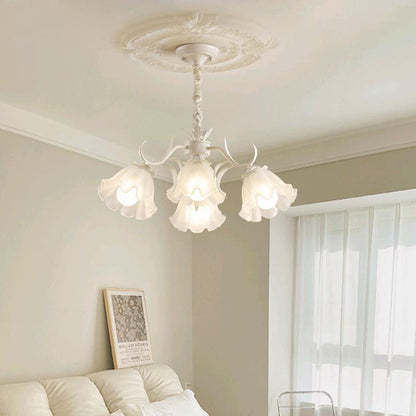 Contemporary Scandinavian Flower Metal Acrylic 4/6/7/9 Light Chandelier For Living Room