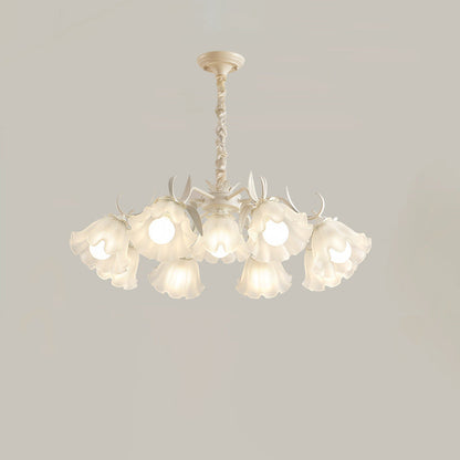Contemporary Scandinavian Flower Metal Acrylic 4/6/7/9 Light Chandelier For Living Room