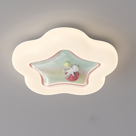Contemporary Creative Pentagonal Iron Plastic LED Flush Mount Ceiling Light For Bedroom