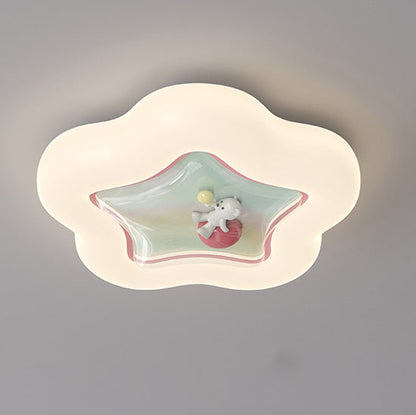 Contemporary Creative Pentagonal Iron Plastic LED Flush Mount Ceiling Light For Bedroom