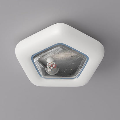 Contemporary Creative Pentagonal Iron Plastic LED Flush Mount Ceiling Light For Bedroom