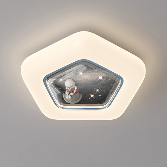 Contemporary Creative Pentagonal Iron Plastic LED Flush Mount Ceiling Light For Bedroom