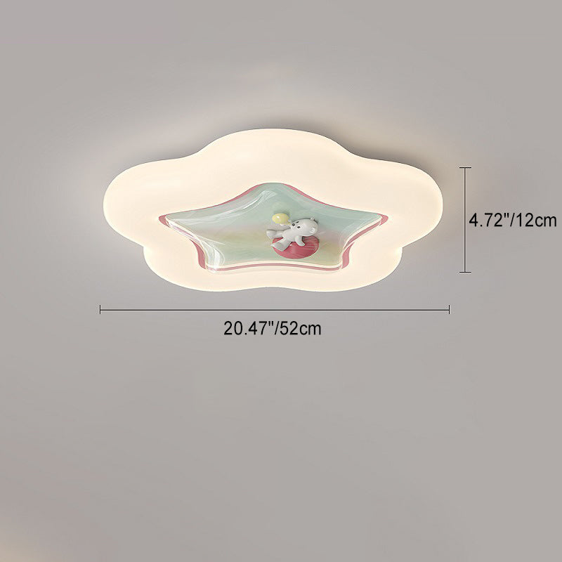 Contemporary Creative Pentagonal Iron Plastic LED Flush Mount Ceiling Light For Bedroom