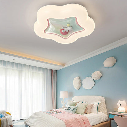 Contemporary Creative Pentagonal Iron Plastic LED Flush Mount Ceiling Light For Bedroom