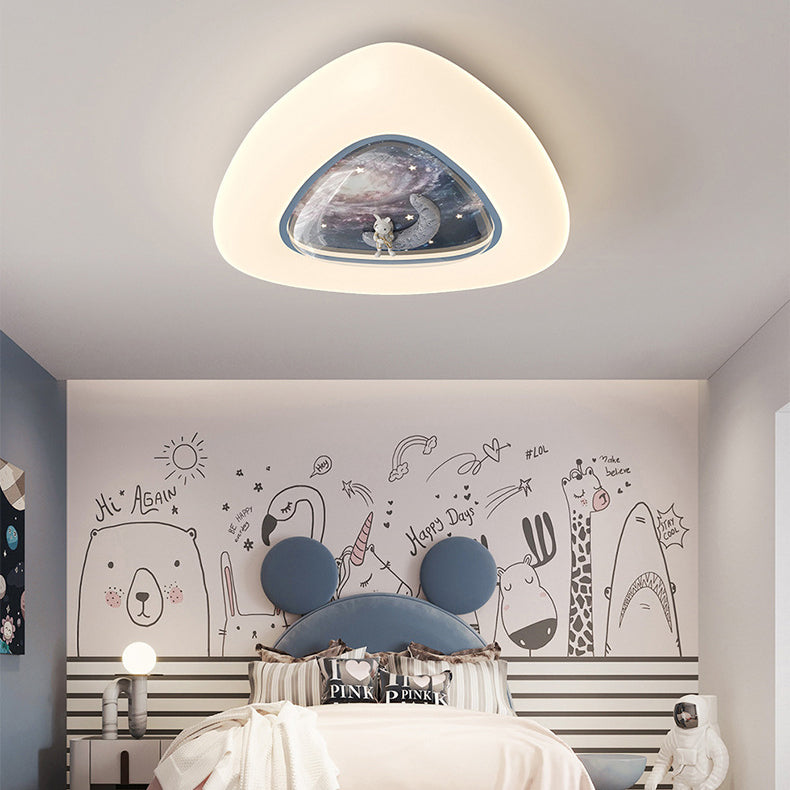 Contemporary Creative Pentagonal Iron Plastic LED Flush Mount Ceiling Light For Bedroom