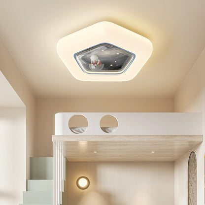 Contemporary Creative Pentagonal Iron Plastic LED Flush Mount Ceiling Light For Bedroom