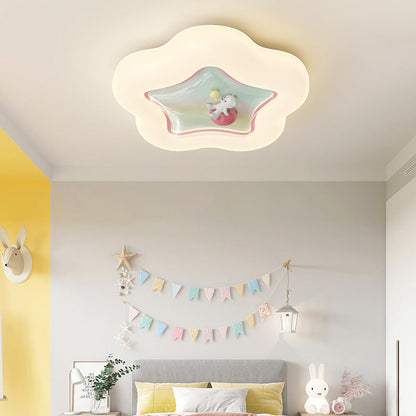 Contemporary Creative Pentagonal Iron Plastic LED Flush Mount Ceiling Light For Bedroom