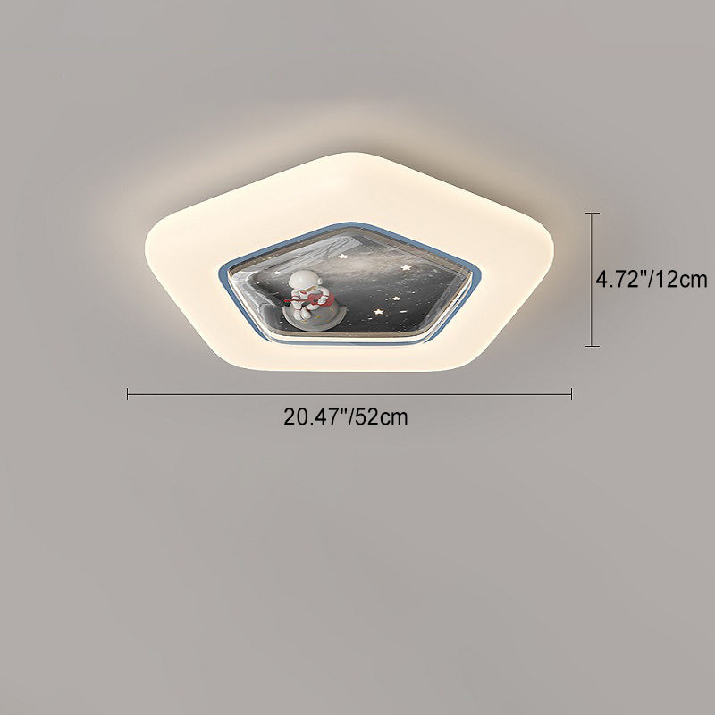 Contemporary Creative Pentagonal Iron Plastic LED Flush Mount Ceiling Light For Bedroom