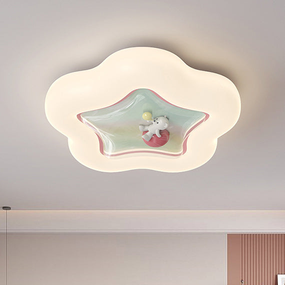 Contemporary Creative Pentagonal Iron Plastic LED Flush Mount Ceiling Light For Bedroom