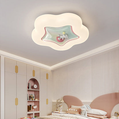 Contemporary Creative Pentagonal Iron Plastic LED Flush Mount Ceiling Light For Bedroom