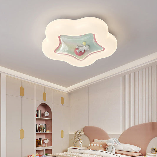Contemporary Creative Pentagonal Iron Plastic LED Flush Mount Ceiling Light For Bedroom