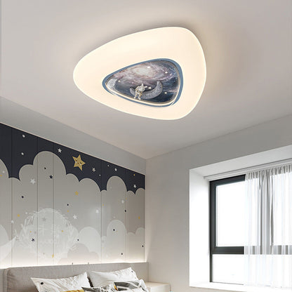 Contemporary Creative Pentagonal Iron Plastic LED Flush Mount Ceiling Light For Bedroom