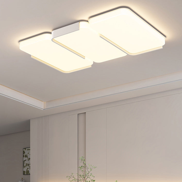 Modern Simplicity Rectangle Iron Plastic LED Flush Mount Ceiling Light For Living Room