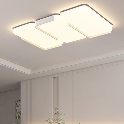 Modern Simplicity Rectangle Iron Plastic LED Flush Mount Ceiling Light For Living Room