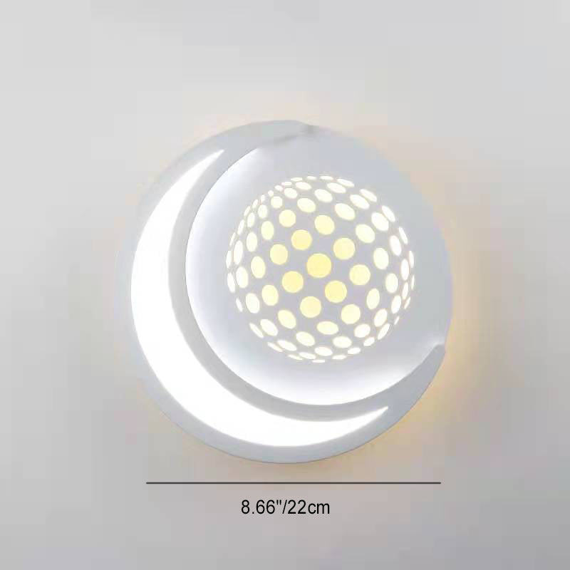 Modern Minimalist Planet Round Iron Aluminum Acrylic LED Wall Sconce Lamp For Hallway
