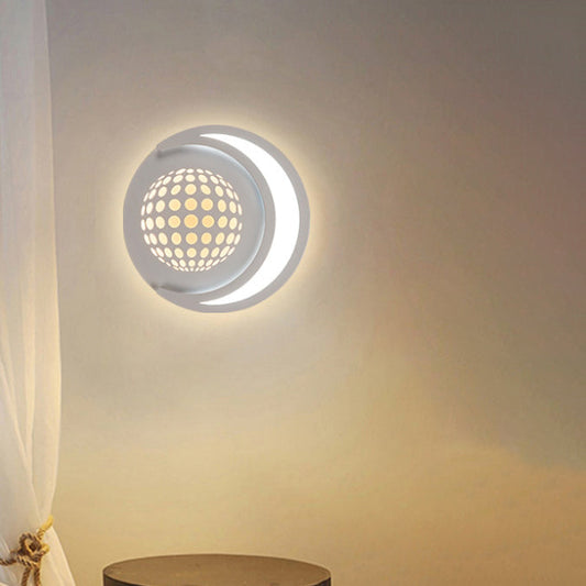 Modern Minimalist Planet Round Iron Aluminum Acrylic LED Wall Sconce Lamp For Hallway
