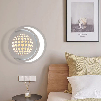 Modern Minimalist Planet Round Iron Aluminum Acrylic LED Wall Sconce Lamp For Hallway