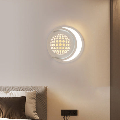 Modern Minimalist Planet Round Iron Aluminum Acrylic LED Wall Sconce Lamp For Hallway