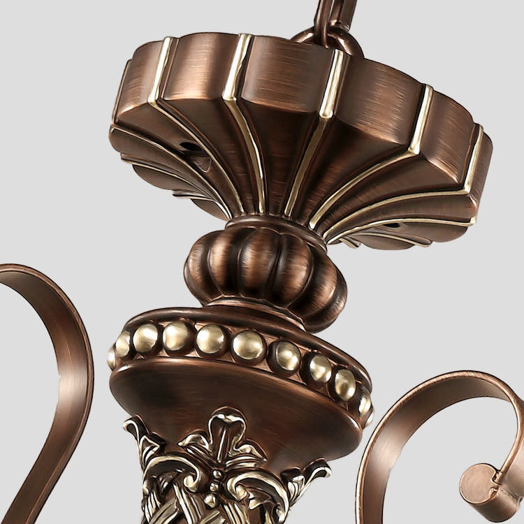 Traditional Vintage Flower Round Resin Iron Glass 3/6/8 Light Chandelier For Living Room