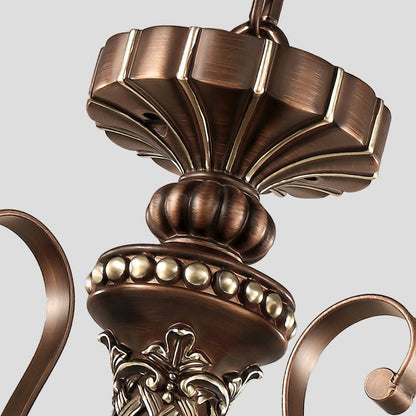 Traditional Vintage Flower Round Resin Iron Glass 3/6/8 Light Chandelier For Living Room