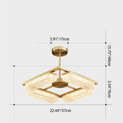 Modern Luxury Polygon Copper Green Resin LED Pendant Light For Living Room