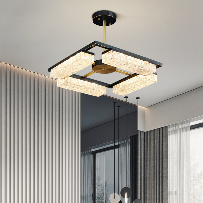 Modern Luxury Polygon Copper Green Resin LED Pendant Light For Living Room