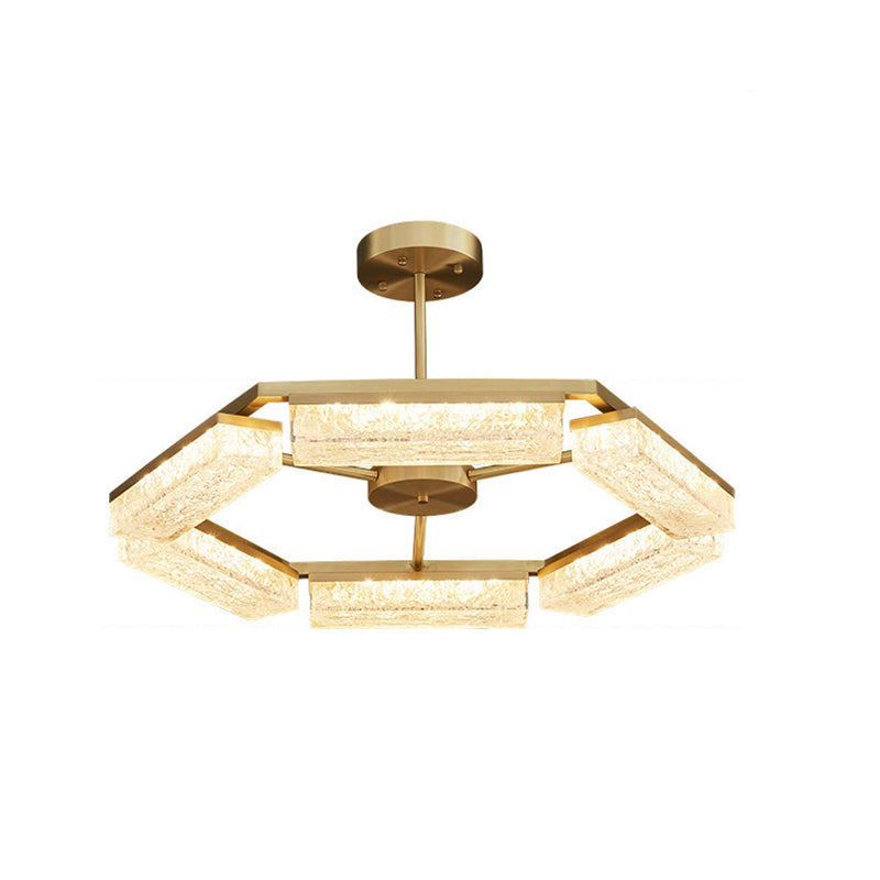 Modern Luxury Polygon Copper Green Resin LED Pendant Light For Living Room