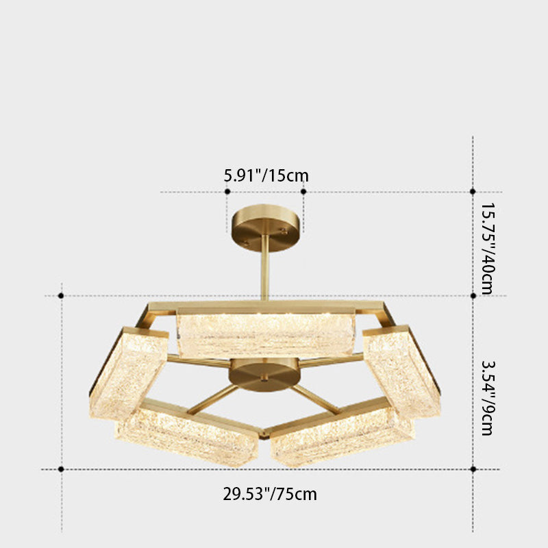 Modern Luxury Polygon Copper Green Resin LED Pendant Light For Living Room