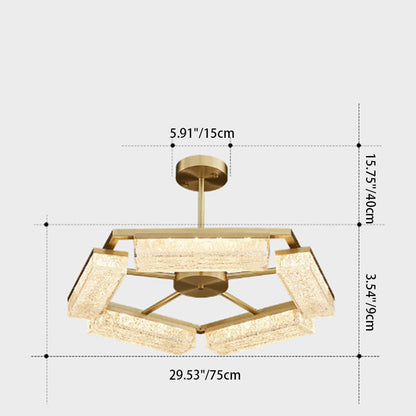Modern Luxury Polygon Copper Green Resin LED Pendant Light For Living Room