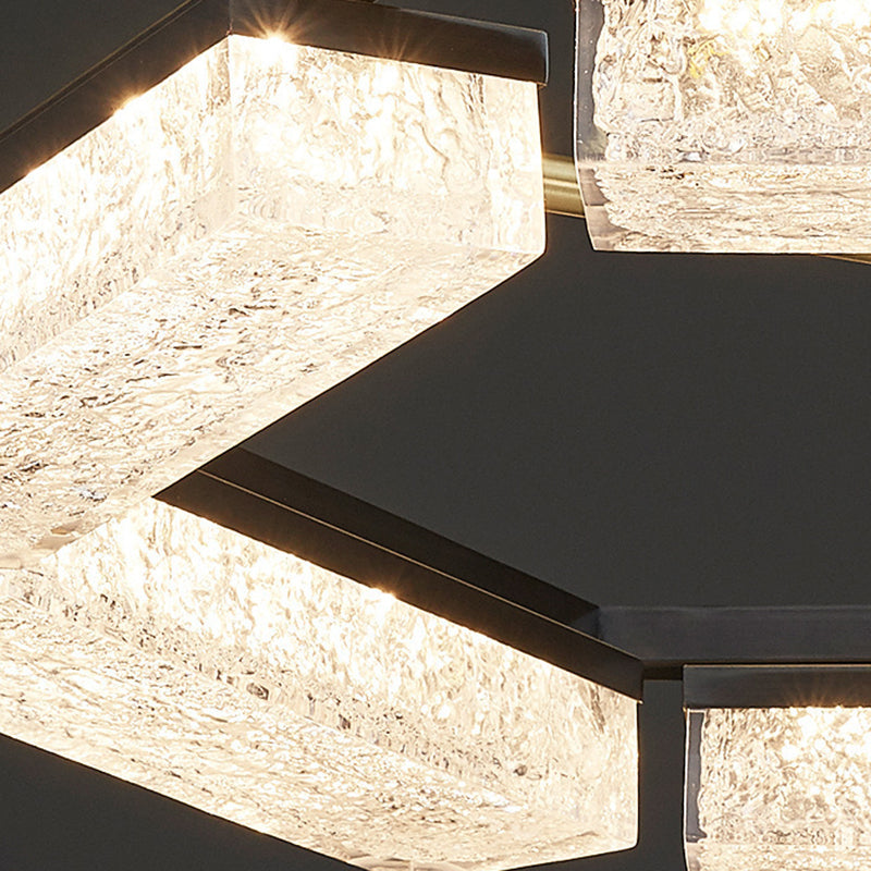 Modern Luxury Polygon Copper Green Resin LED Pendant Light For Living Room