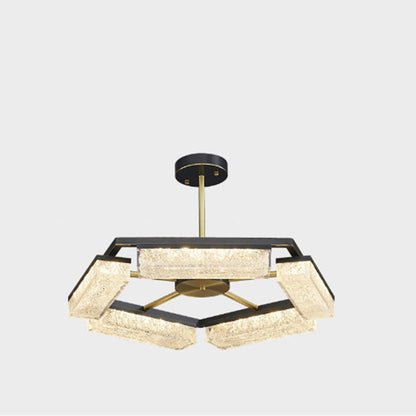 Modern Luxury Polygon Copper Green Resin LED Pendant Light For Living Room
