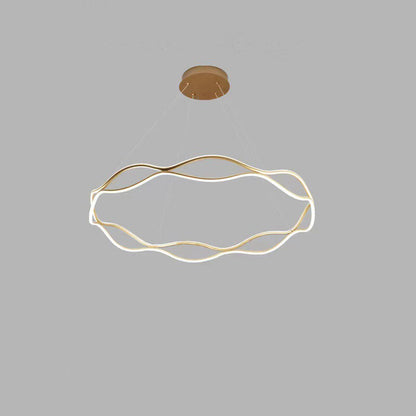 Contemporary Creative Twisted Ring Aluminum Acrylic Crystal LED Chandelier For Bedroom
