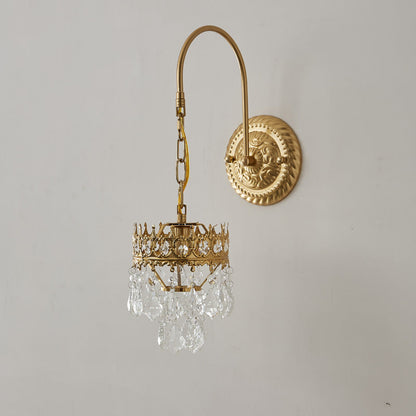 Modern Luxury Crown Round Iron Crystal 1-Light Wall Sconce Lamp For Living Room