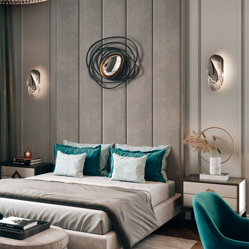 Contemporary Creative Oval Iron Crystal LED Wall Sconce Lamp For Bedroom