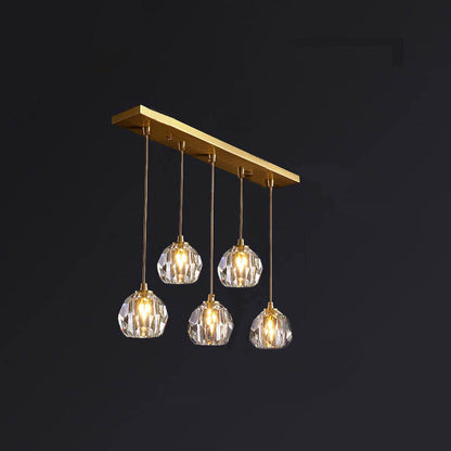 Modern Luxury Round Sphere Iron Crystal 1/3/4/5 Light Chandelier For Bedroom