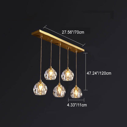 Modern Luxury Round Sphere Iron Crystal 1/3/4/5 Light Chandelier For Bedroom