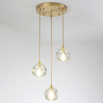Modern Luxury Round Sphere Iron Crystal 1/3/4/5 Light Chandelier For Bedroom