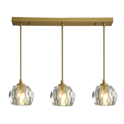 Modern Luxury Round Sphere Iron Crystal 1/3/4/5 Light Chandelier For Bedroom