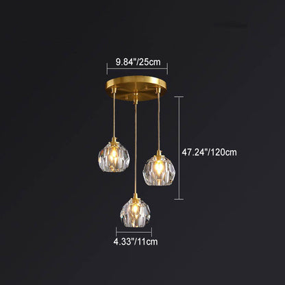 Modern Luxury Round Sphere Iron Crystal 1/3/4/5 Light Chandelier For Bedroom