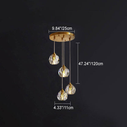 Modern Luxury Round Sphere Iron Crystal 1/3/4/5 Light Chandelier For Bedroom